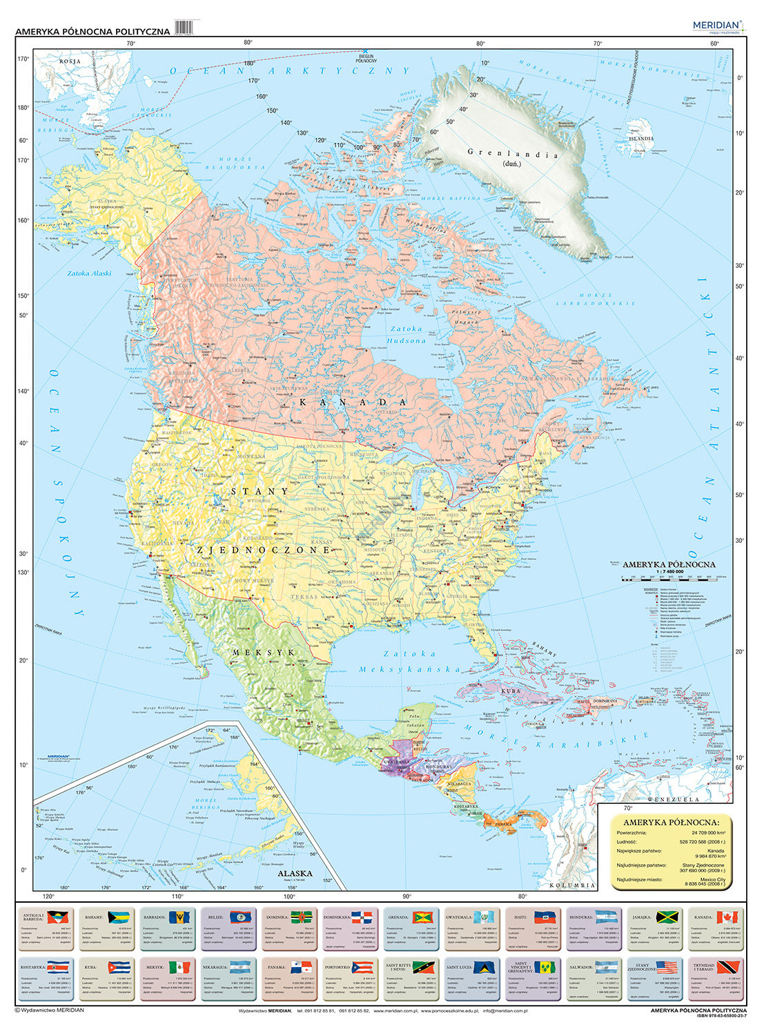 Ameryka Północna Kraje I Stolice Ameryka Polnocna Mapa Scienna Polityczna Images