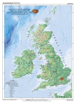 The British Isles Physical - mapa ścienna w języku angielskim