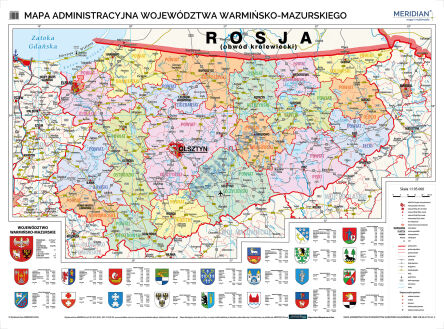 Mapa administracyjna województwa warmińsko-mazurskiego