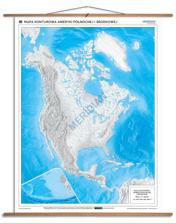 Mapa konturowa Ameryki Północnej i Środkowej - ścienna mapa ćwiczeniowa