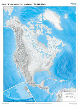 Mapa konturowa Ameryki Północnej i Środkowej - ścienna mapa ćwiczeniowa