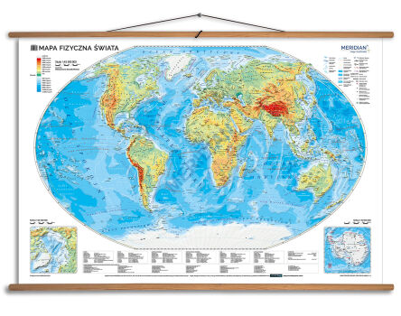 Mapa fizyczna świata 100x70 cm