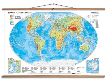 Mapa fizyczna świata 100x70 cm