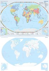 DUO Świat polityczny / konturowy ćwiczeniowy (2018)  - dwustronna mapa ścienna