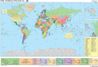 World political (Mercator) - mapa ścienna w języku angielskim