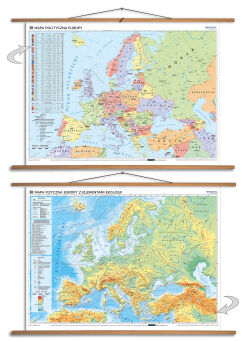 DUO Europa fizyczna z elementami ekologii / Europa polityczna - dwustronna mapa ścienna