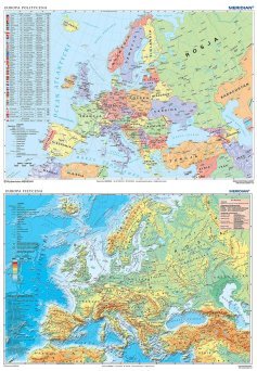 DUO  Europa fizyczna z elementami ekologii / Europa polityczna (2017) - dwustronna mapa ścienna