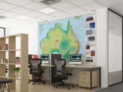 Ścienna mapa fizyczna Australii w formie fototapety
