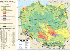 Ścienna mapa geologii Polski - stratygrafii
