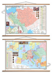 DUO Polska i Litwa za pierwszych Jagiellonów / Europa XIV-XV wiek - dwustronna mapa ścienna