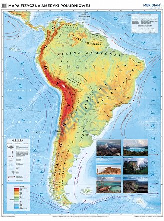 Ameryka Południowa - ścienna mapa fizyczna (2021)
