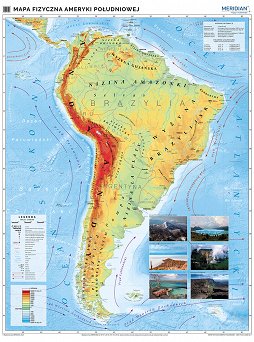 Ameryka Południowa - ścienna mapa fizyczna (2021)