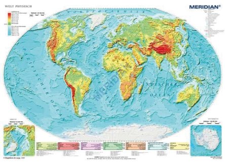 Welt physisch - ścienna mapa fizyczna świata