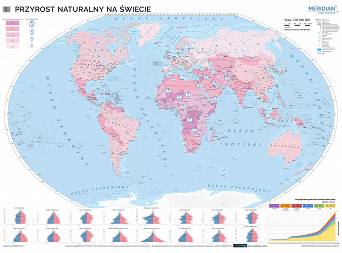 Przyrost naturalny na świecie  - mapa ścienna