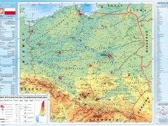 Dwustronna ścienna mapa Polski fizyczna, stan 2018