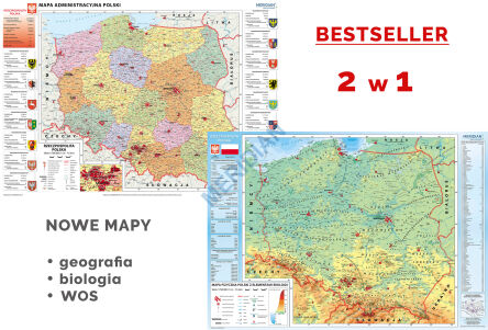 DUO Mapa administracyjna Polski / Polska fizyczna z elementami ekologii - dwustronna mapa ścienna