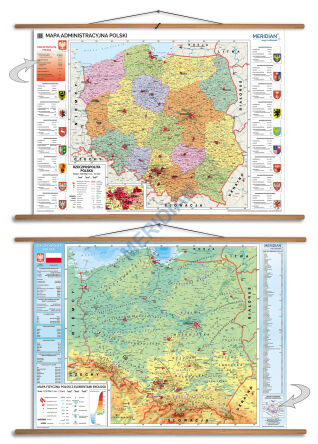 DUO Mapa administracyjna Polski / Polska fizyczna z elementami ekologii - dwustronna mapa ścienna