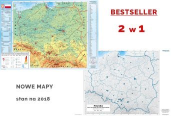 Dwustronna ścienna mapa Polski fizyczno-konturowa