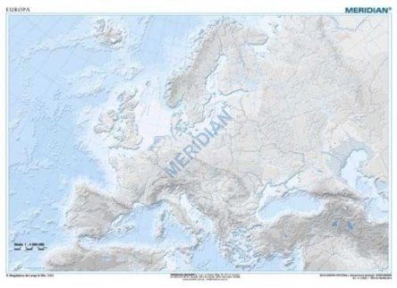 Ścienna mapa hipsometryczna Europy w języku hiszpańskim