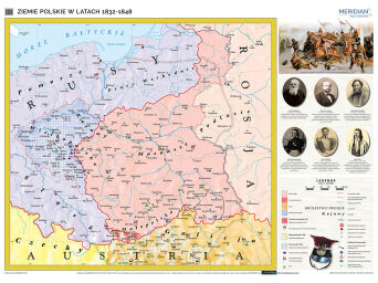 Ziemie polskie w latach 1832-1848 - mapa ścienna