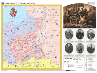 Powstanie styczniowe 1863-1864 - mapa ścienna