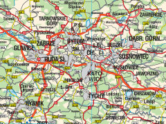 Ścienna mapa przedstawiająca administracyjny podział województwa śląskiego
