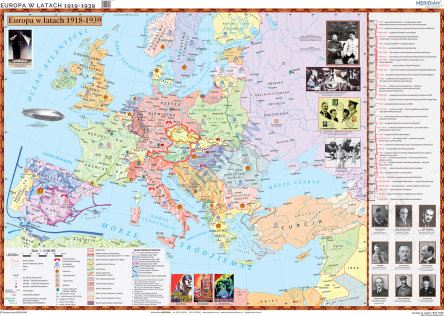Mapa ścienna Europy w latach 1919-1939