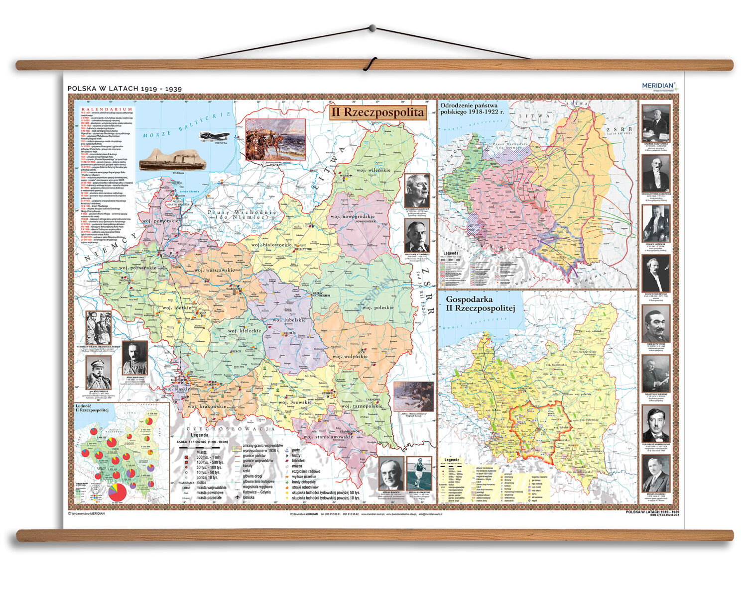 Polska w latach 1919-1939 - mapa ścienna
