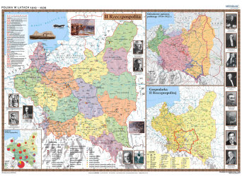 Polska w latach 1919-1939 - mapa ścienna 