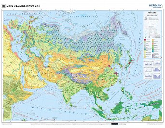 Mapa krajobrazowa  Azji - mapa ścienna