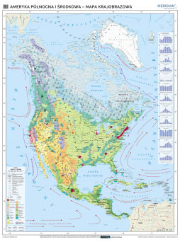 Mapa krajobrazowa  Ameryki Północnej i Środkowej - mapa ścienna