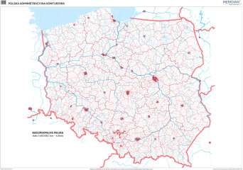 Mapa konturowa Polski administracyjna - ćwiczeniowa mapa ścienna