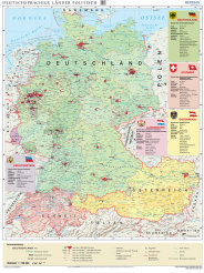 Deutschsprachige Länder politisch - mapa ścienna w języku niemieckim