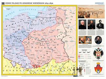 Ziemie polskie po kongresie wiedeńskim (1815-1830) - mapa ścienna