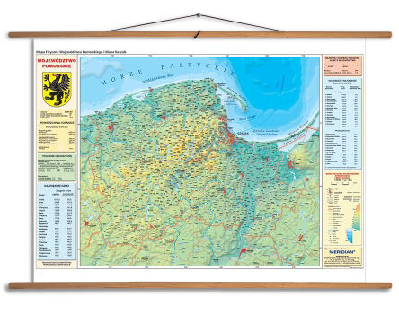 Mapa fizyczna Województwa Pomorskiego i Mapa Kaszub
