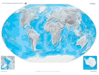 Mapa konturowa hipsometryczna świata - ćwiczeniowa mapa ścienna