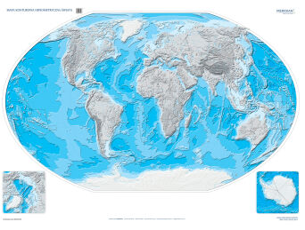 Mapa konturowa hipsometryczna świata - ćwiczeniowa mapa ścienna