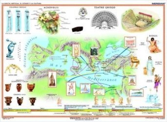 La Grecia Antigua - Cultura - mapa ścienna w języku hiszpańskim