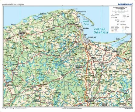 samochodowa mapa gdanska Woj. pomorskie   ścienna mapa administracyjno samochodowa