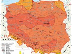 Mapa ścienna przedstawiająca średnie temperatury lipca w Polsce