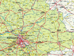 Mapa administracyjno-samochodowa województwa mazowieckiego