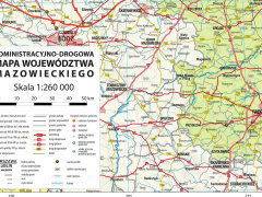 Ścienna mapa administracyjno-drogowa województwa mazowieckiego