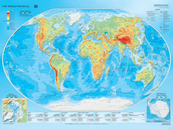 The World Physical - ścienna fizyczna mapa świata w języku angielskim
