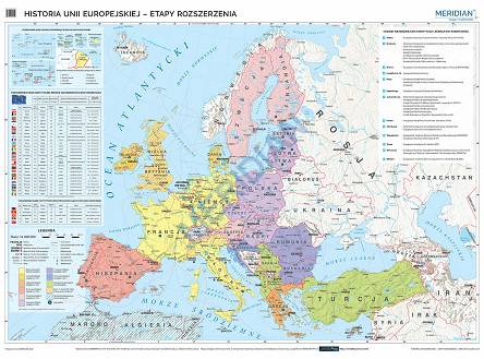 Unia Europejska  - etapy rozszerzania - mapa ścienna