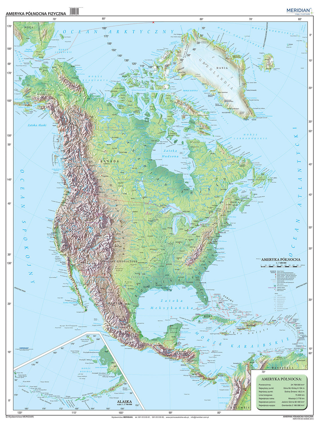 Geografia Ameryka Północna I Południowa Test Ameryka Północna - mapa fizyczna