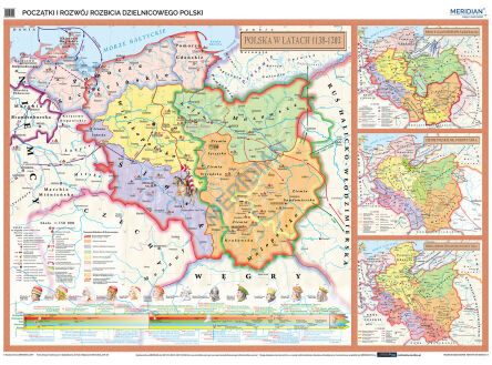 Rozbicie dzielnicowe Polski - mapa ścienna