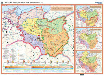 Rozbicie dzielnicowe Polski - mapa ścienna