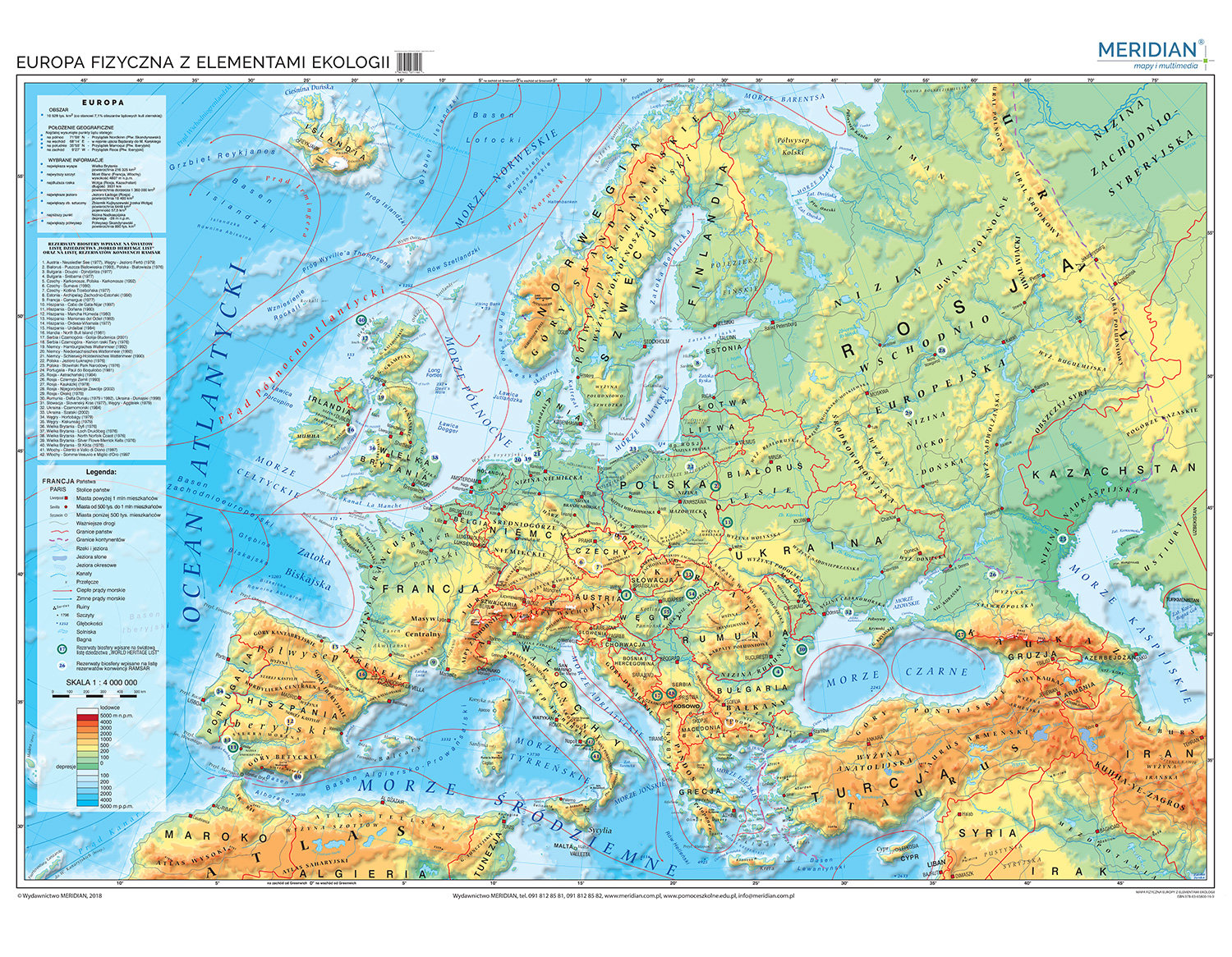 Mapa Fizyczna Europy Z Elementami Ekologii Mapa Scienna