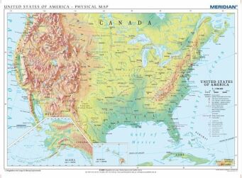 United States of America physical - mapa ścienna w języku angielskim