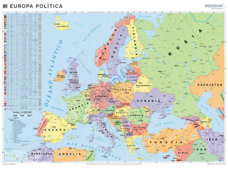 Ścienna mapa polityczna Europy w języku hiszpańskim